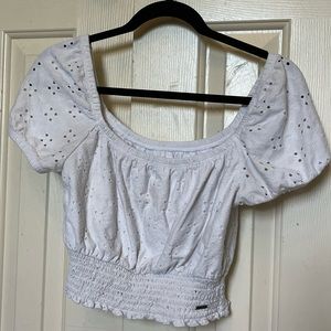 Hollister white cropped blouse